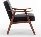 Accent Chair with Microfiber Upholstery and Solid Wood Frame, Classic Mid-Century Modern Living Room Furniture for Extra Seating, Black