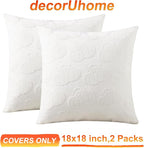 decorUhome Decorative Two Cream White Pumpkins Thanksgiving Throw Pillow Covers 18x18 Set of 2, Soft Chenille Jacquard Farmhouse Textured Pillow Covers for Couch Sofa Autumn Harvest Halloween Holiday