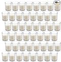 Housecret 48 Pack Warm White Unscented Clear Glass Filled Votive Candles. Hand Poured Wax Candle Ideal Gifts for Aromatherapy Spa Weddings Birthdays Holidays Party