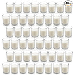 Housecret 48 Pack Warm White Unscented Clear Glass Filled Votive Candles. Hand Poured Wax Candle Ideal Gifts for Aromatherapy Spa Weddings Birthdays Holidays Party