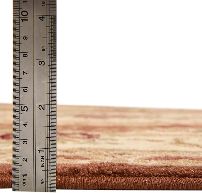 Rugs.com Chateau Collection Rug – 6 Ft Square Brick Red Medium Rug Perfect for Living Rooms, Kitchens, Entryways