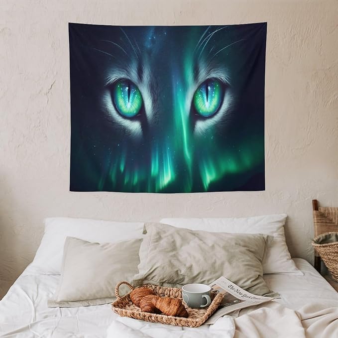 VUMIVI Cat Eye Galaxy Tapestry Mystical Northern Lights Starry Sky Abstract Aurora Art Magical Fantasy Decor Tapestry Wall Hanging for Living Room Bedroom Dorm Classroom Aesthetic Decor W60xL50in