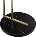 Elegant Midas Side Table – Glass Top & Marble Base Accent Table, Brass Finish - Black (18” x 20.5”)