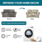 KRFOONN 3 Piece Printed Couch Cover for 2 Cushion Couch Stretch Sofa Loveseat Slipcover with 2 Separate Seat Cushion Covers Furniture Protector with Elastic Bottom for Living Room (Loveseat, 52)