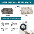 KRFOONN 3 Piece Printed Couch Cover for 2 Cushion Couch Stretch Sofa Loveseat Slipcover with 2 Separate Seat Cushion Covers Furniture Protector with Elastic Bottom for Living Room (Loveseat, 50)