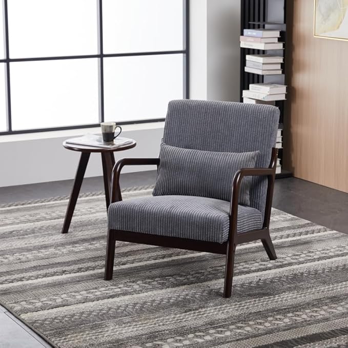 KEIKI Mid-Century Modern Upholstered Accent Chair with Accent Table, Seating Set for Home