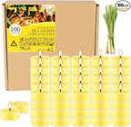 4-Hour 100Pack Yellow Tealight Candles, Outdoor and Indoor Summer Scented Candle,Natural Soy Wax Candle for Home Patio Garden Yard Balcony,BBQ Birthday Emergency