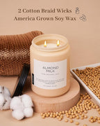 M&SENSE Almond Milk Scented Candles for Home, 19.4oz 110 Hours Long Lasting Non Toxic Natural Organic Soy Wax Relaxing Scented Candle Valentine's Day Gift for Women Men