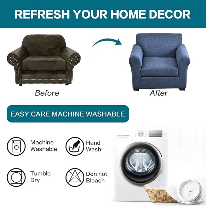 KRFOONN 2 Piece Chair Covers Printed Sofa Covers Couch Covers Washable Armchair Sofa Couch Slipcover Furniture Protector with Elastic Bottom for Living Room (Armchair, A1), Small
