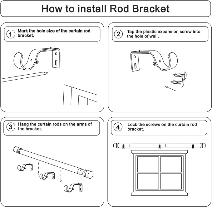 Curtain Rods for Windows 16 to 144 Inches Adjustable Length 1 Inch Diameter Window Curtain Rod with Aluminium End Cap, Brushed Nickel
