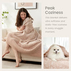 Snuggle Sac Beige Throw Blanket for Couch, Reversible Super Soft Warm Blankets Cozy Knit Blanket Fuzzy Plush Lightweight Throws for Sofa, Bed, Picnic, Ombre Beige, 50 x 60 inches