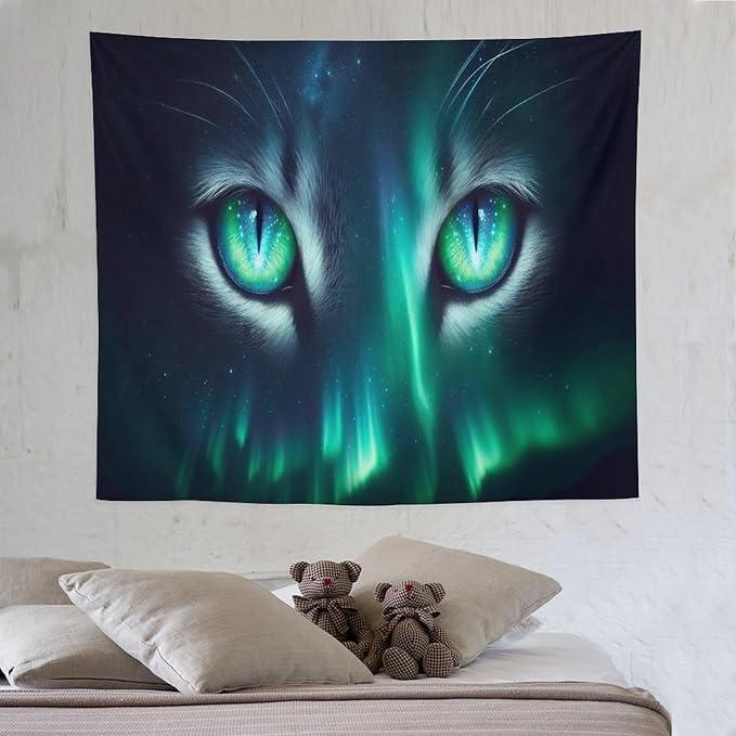 VUMIVI Cat Eye Galaxy Tapestry Mystical Northern Lights Starry Sky Abstract Aurora Art Magical Fantasy Decor Tapestry Wall Hanging for Living Room Bedroom Dorm Classroom Aesthetic Decor W60xL50in