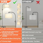Nintiue Dimmable Floor Lamp, 1200 Lumens LED Edison Bulb Included, Arc Floor Lamps for Living Room Modern Standing Lamp with Linen Shade, ‎F1599