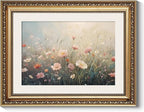 ARPEOTCY Vintage Gold Framed Wall Art Decor, Colorful Wildflower Picture, Vintage Flower Wall Art for Living Room Bedroom Office, Canvas Print Painting, Retro Bathroom Decor, 11x14 Inch