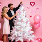 18 Pcs Valentines Tree Heart Ornaments Pink Valentines Tree Decorations, 3 Style 3.2" Valentine Hanging Ornaments for Christmas Tree Anniversary Party Decoration