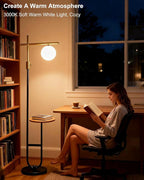 Lightdot 66IN Gold&Black Dimmable Floor Lamps with Table, Modern Standing Tall Lamp with Globe Shade, Cross-Shaped Head and U-Pole Base for Living Room/Bedroom/Sofa Beside/Corner Decor(Bulb Included)