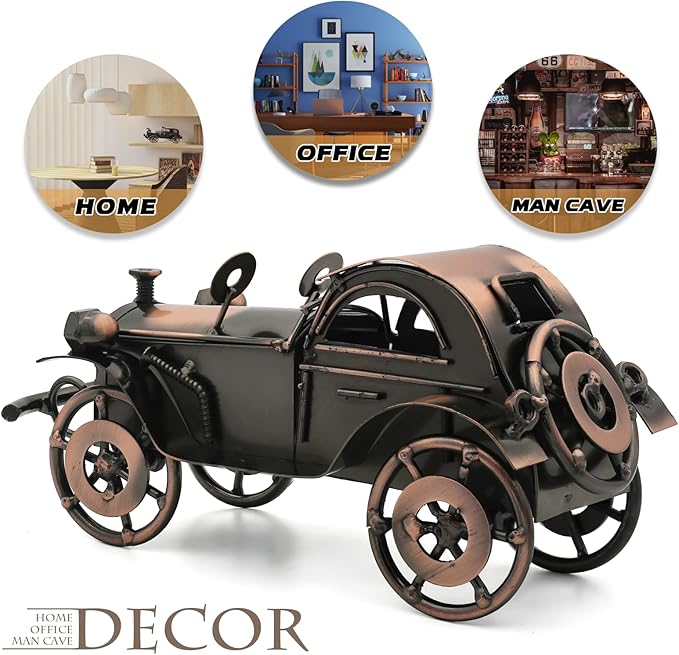 Classic Car Gifts for Men - Unique Cool Birthday Gift Ideas - Vintage Car Decor for Room, Home, Office, Man Cave, Garage - Antique Scrap Metal Model Car Ornaments (M-2)