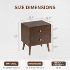 COSIEST Modern End Table w Honeycomb Pattern, Mid-Century Nightstand w Storage Drawer, Small Wood Accent End Table for Bedroom, Living Room(Brown,2 Pieces)