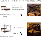Bed Canopy with LED Star Lights, Canopy Bed Curtain with RGB Color Changing String Lights with Smart App Control Remote for Princess Girls Bedroom, Suggested for Twin Full Queen King Bed