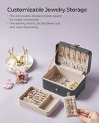SONGMICS Jewelry Organizer Box, Travel Jewelry Case, 2-Layer Travel Case for Earrings, Necklaces, Bracelets - Portable Jewelry Storage with Large Capacity, Gift Idea, Slate Gray UJBC166G01