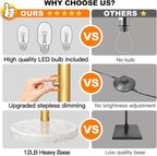 Nintiue Dimmable Floor Lamp - 3 Lights Gold Floor Lamps for Living Room Linen White Shades & Marble Base, Mid Century Tree Floor Lamp for Bedroom Office, 3 LED Bulbs Included