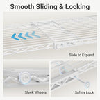 VIPEK X20 Expandable Metal Clothing Rack Adjustable from 3'3" to 4'8" Heavy Duty Garment Racks with Adjustable Shelves and Hanger Rods Portable Wardrobe Open Closet Rack System, White