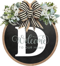 Circular Surname Front Door Welcome Sign - 26 Letter House Wreath, Front Porch Decorations, Year-Round Home Decor (D)