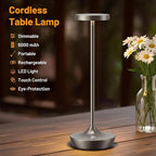 Cordless Table Lamps Outdoor - Rechargeable 6000mAh Battery Operated Table Lights - LED Portable Touch Dimmable Waterproof Table Lamp for Patio Restaurant Dining (2 Grey)