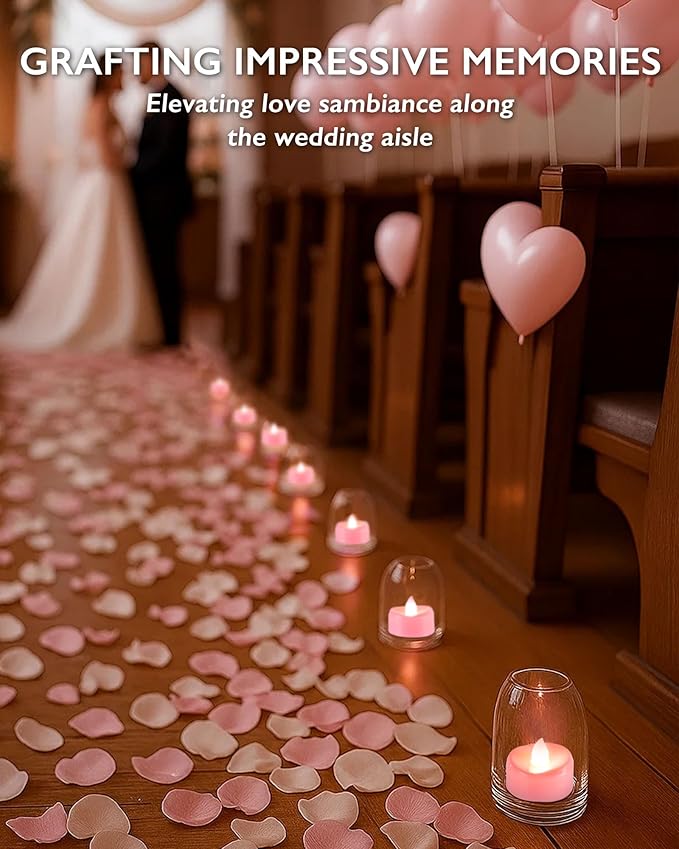 BEICHI Flameless Candles, Tea Lights Battery Operated, No Flickering Votive Candles LED Tea Lights for Halloween Christmas Wedding Home Decor (24 Pack, Pink)