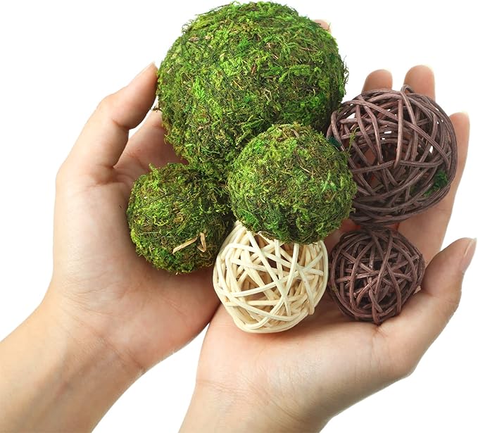 Patelai 72 Pcs Wicker Rattan Balls Decorative Balls for Vase Centerpiece Bowls Orbs Filler for Spring Summer Craft Home Decor, 4 Sizes(White, Beige, Brown)