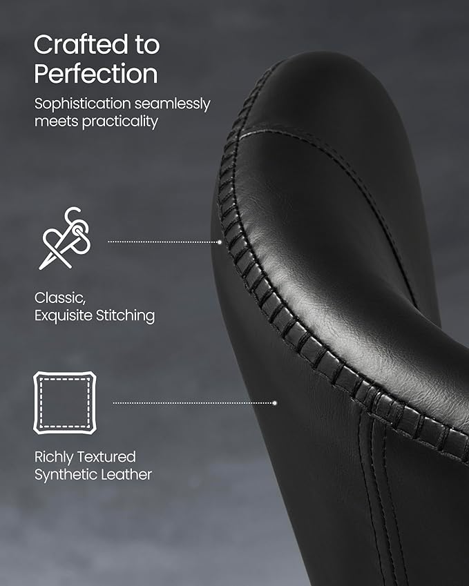 VASAGLE EKHO Collection - Dining Chairs Set of 2, Upholstered Kitchen Chairs, Comfortable Seat, Synthetic Leather with Stitching, Mid-Century Modern, Easy Assembly, Living Room Lounge, Ink Black