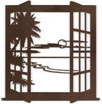 SIGNLEADER Metal Wall Art Decor Tropical Sunset Scenery Modern Abstract Wall Sculpture Hangings Home Decoration for Living Room, Bedroom, Bathroom, Kitchen, Outdoor - 18" Bronze