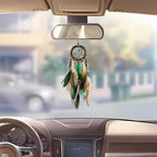 Mini Dream Catcher for Car Rear View Mirror Accessories - Handmade Small Green Dreamcatchers Boho Car Charm Interior Native Ameican Indian Ornament Room Decor