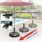 COBANA Patio Umbrella Base, Heavy-Duty Stand Resin Weights with Wheels for Outdoor Market Umbrella, 52lbs, Bronze