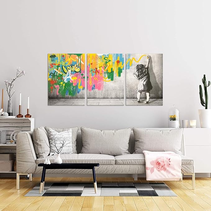 Novatique Street Graffiti Wall Art Banksy Wall Art Modern Butterfly Art for Teens Bedroom Colorful Graffiti Picture Print Home Decor for Living Room Office,20”x 28”x3 Pcs