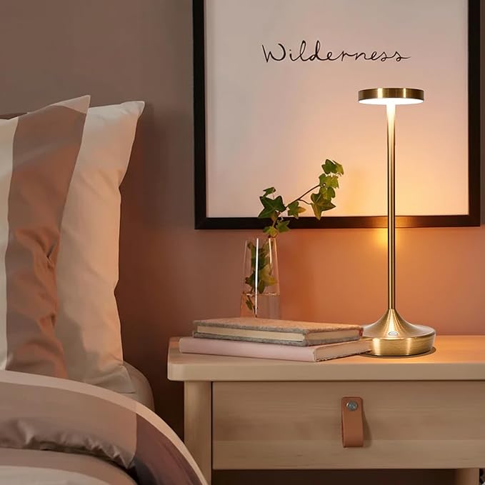 Cordless Table Lamp Rechargeable - 6000mAh LED Battery Operated Table Light - Portable Touch Dimmable Outdoor Waterproof Table Lamps for Patio Restaurant Dining (2 Bronze)