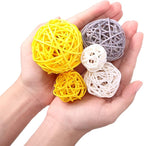 Patelai 72 Pcs Wicker Rattan Balls Decorative Balls for Vase Centerpiece Bowls Orbs Filler for Spring Summer Craft Home Decor, 4 Sizes(Yellow, Gray, White)