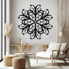 Maclou Geometric Metal Wall Art, Wrought Iron Wall Decor, Metal Scroll Wall Decor, Vintage Farmhouse Wall Hanging for Living Room, Bedroom, Bathroom (Black,28"x28" / 70x70cm)