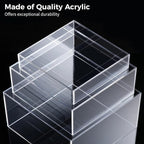 6 Pcs 3 Sizes Buffet Risers, Acrylic Display Riser Boxes,5 Sided with Hollow Bottoms Transparent Acrylic Cube Display Nesting Risers, Food Risers for Buffet Table, Large Medium Small Clear Display Stand