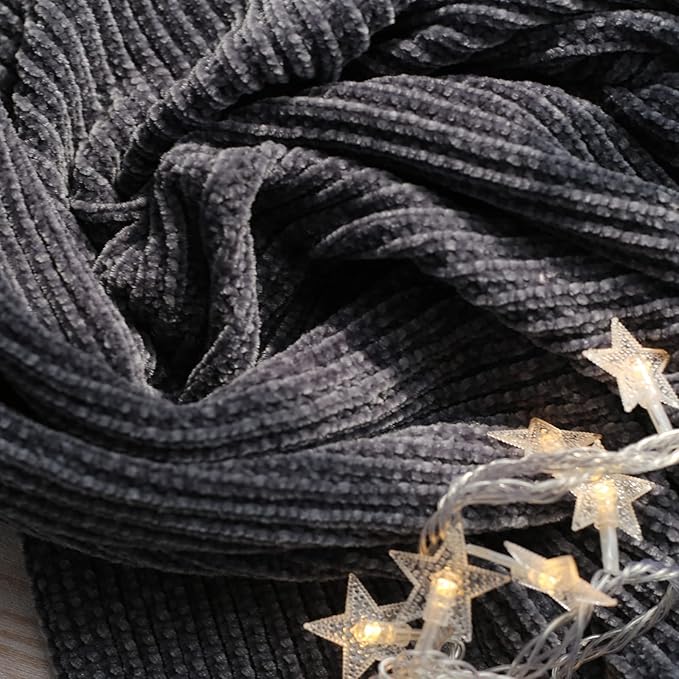 lifein Throw Blanket for Couch, Soft Boho Decor Bed Throw,Cozy Grey Knitted Chenille Small Farmhouse Lightweight Throw (Dark Grey,60 * 80")