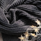 lifein Throw Blanket for Couch, Soft Boho Decor Bed Throw,Cozy Grey Knitted Chenille Small Farmhouse Lightweight Throw (Dark Grey,60 * 80")