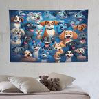 VUMIVI Cartoon Dog Tapestry Cute Puppy Pet Lovers Animal Theme Colorful Illustration Tapestry Wall Hanging for Living Room Bedroom Dorm Classroom Aesthetic Decor W60xL40in