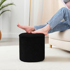 13" Foldable Boucle Round Storage Ottoman,Space-Saving Footrest/Seating/Coffee Table for Small Apartments,Dorms & Bedrooms-Black
