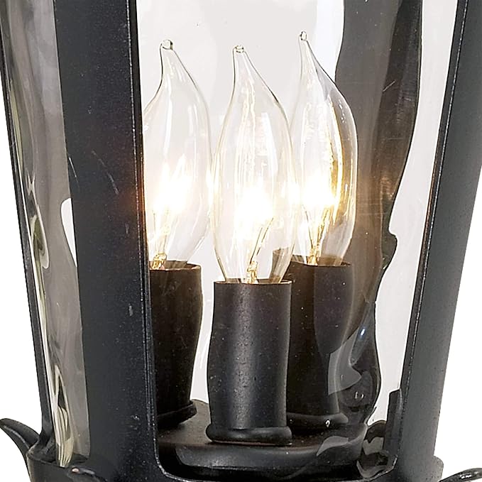 John Timberland Casa Marseille European Outdoor Wall Light Fixture Mediterranean Black Scroll Arm 21 1/2" Clear Hammered Glass for Exterior House Porch Patio Outside Deck Garage Front Door Home
