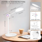 Desk Lamp for Home Office, 800LM Bright Eye-Caring Desk Light, 2900K-5800K Dimmable Table Lamps, Touch Control Computer Light for Reading,Dorm Study