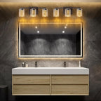 SineRise 3-Light Bronze Vanity Light with 3 Color Modes (3000K/4000K/6000K), Eye Protection LED Bathroom Light Fixture, Dimmable Modern Wall Light Over Mirror with Clear Glass Shade