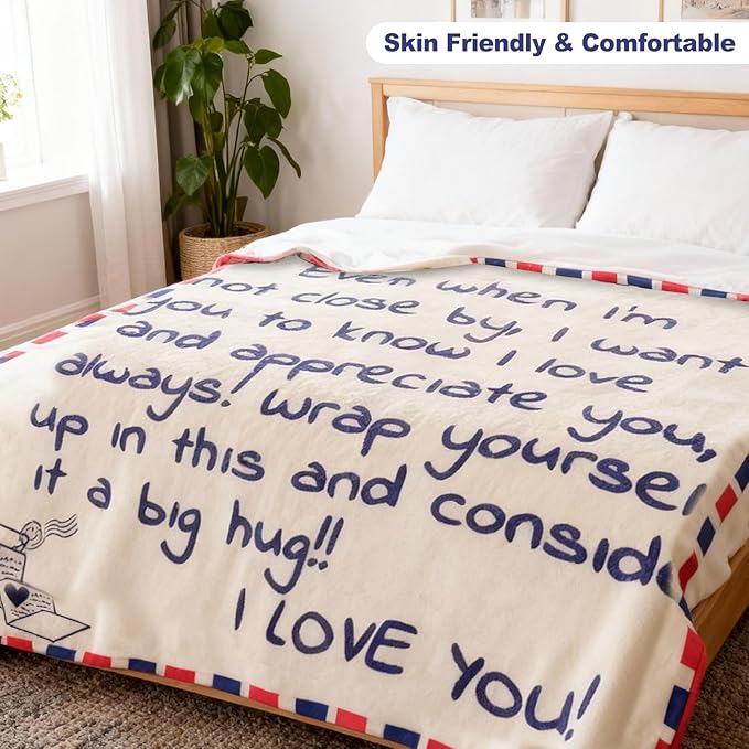 60 x 50 Inches Flannel Blanket for Mom Ultra-Soft Cozy Throw with Heartfelt Message Mother’s Day Birthday from Daughter or Son, Warm Decorative Sofa Blanket