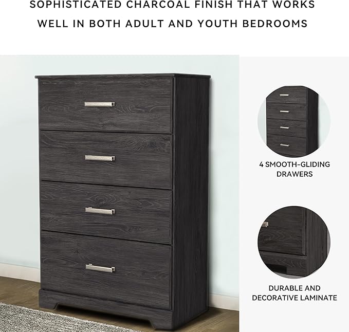 Signature Design by Ashley Belachime Casual 4 Drawer Chest with Easy Glide and Safety Stop, Gray