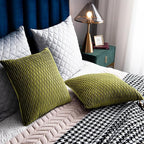 22x22 Moss Green Throw Pillow Cases: 2 Pack Original Striped Velvet Square Decorative Pillow Covers for Farmhouse Couch
