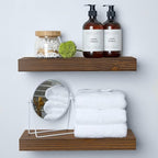 Homeforia Classic Walnut 16 inch Floating Shelf, High End Solid Real Wood Small 16inch Floating Shelves for Wall Mounted, 16in Floating Shelves, Heavy Duty Bracket, 16 X 6.5 X 1.75 inches, Set of 3